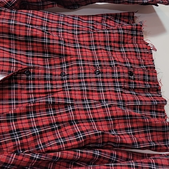 CURRENT / ELLIOTT - TELLA Shirt Red Tartan Plaid Cropped Shirt - Picture 7 of 16